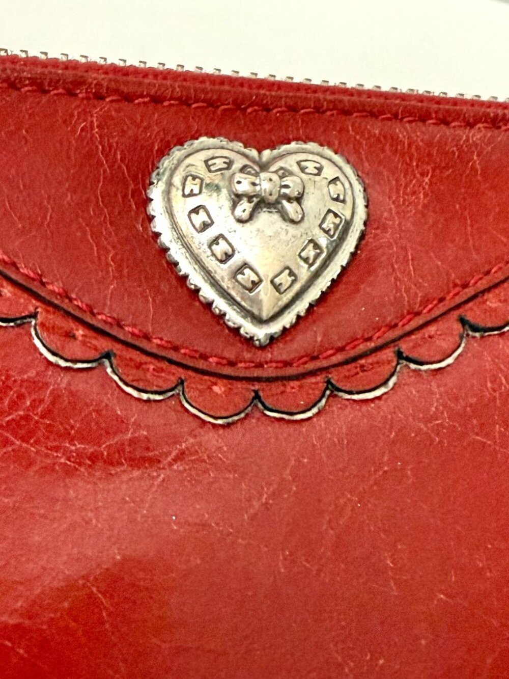 BRIGHTON Heart RED Leather Zip Wallet - Organizer Clutch